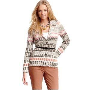 NIC+ZOE Tan Novelty Cotton Knit Jacket Blazer Women’s Size Small